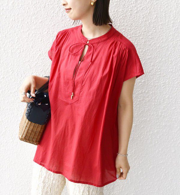 SHIPS for women「〈手洗い可能〉スキッパー タック フレンチ スリーブ ブラウス」|シャツ・ブラウス|