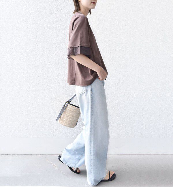 SHIPS for women「《一部追加予約》【WEB限定】〈接触冷感 / UVカット〉シアー オーガンジー コンビ プルオーバー」|Tシャツ・カットソー|