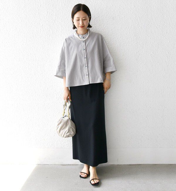 SHIPS for women「【WEB限定】〈手洗い可能〉ブロード ストライプ / 無地 切替 パッチワーク シャツ」|シャツ・ブラウス|
