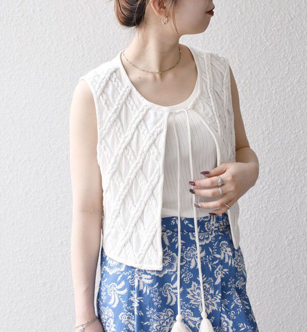 SHIPS any「bon_meur:〈手洗い可能〉ロープ編み コットン コンパクト フリンジ ベスト」|ベスト・ジレ|