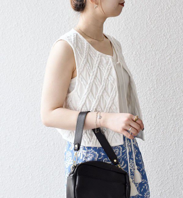 SHIPS any「bon_meur:〈手洗い可能〉ロープ編み コットン コンパクト フリンジ ベスト」|ベスト・ジレ|