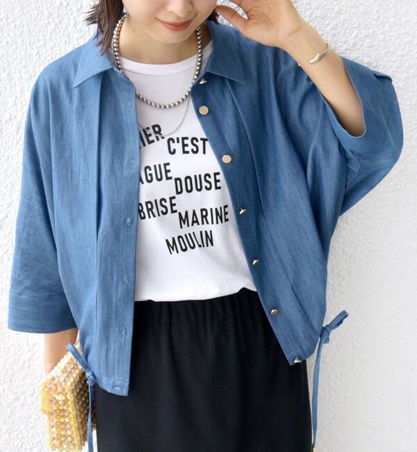 SHIPS for women「《一部追加予約》【WEB限定】〈手洗い可能〉デニム ライク タック 裾 ドロスト 羽織 シャツ」|シャツ・ブラウス|