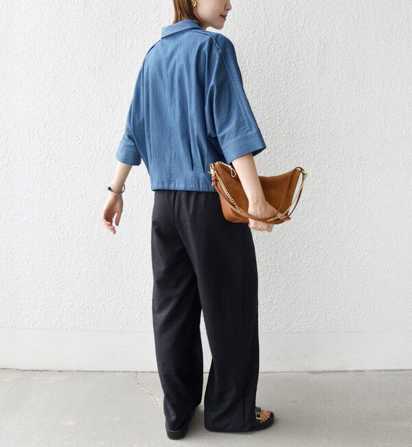 SHIPS for women「《一部追加予約》【WEB限定】〈手洗い可能〉デニム ライク タック 裾 ドロスト 羽織 シャツ」|シャツ・ブラウス|
