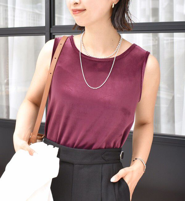 SHIPS for women「〈手洗い可能〉ポリエステル スノー ベロア 前後 2WAY タンクトップ」|タンクトップ|ボルドー