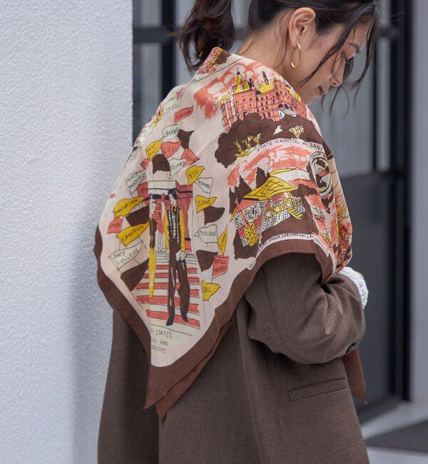 SHIPS for women「BINDU: スカーフ 100&times;100 25AW」|ストール|ブラウン