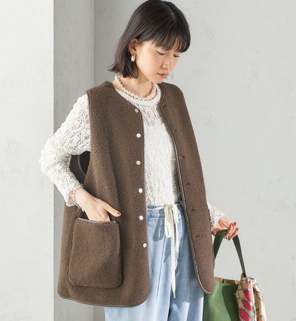 SHIPS for women「〈手洗い可能〉ボア フリース リバーシブル ベスト」|ベスト・ジレ|