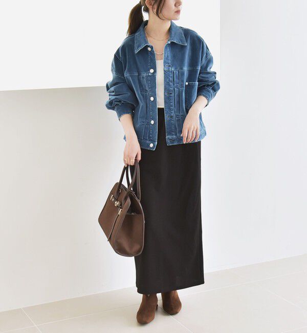 quaranciel「quaranciel:〈洗濯機可能〉コットン ベロア インディゴ ボリュームスリーブ ショート ブルゾン」|ブルゾン・スタジャン|