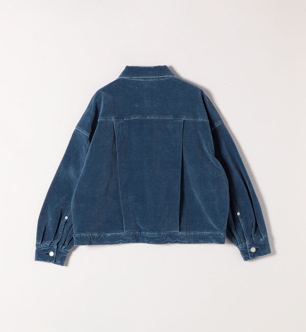 quaranciel「quaranciel:〈洗濯機可能〉コットン ベロア インディゴ ボリュームスリーブ ショート ブルゾン」|ブルゾン・スタジャン|