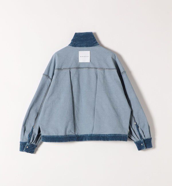 quaranciel「quaranciel:〈洗濯機可能〉コットン ベロア インディゴ ボリュームスリーブ ショート ブルゾン」|ブルゾン・スタジャン|