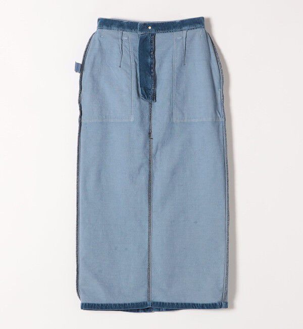 quaranciel「quaranciel:〈洗濯機可能〉コットン ベロア インディゴ Iライン ストレート スカート」|タイト|