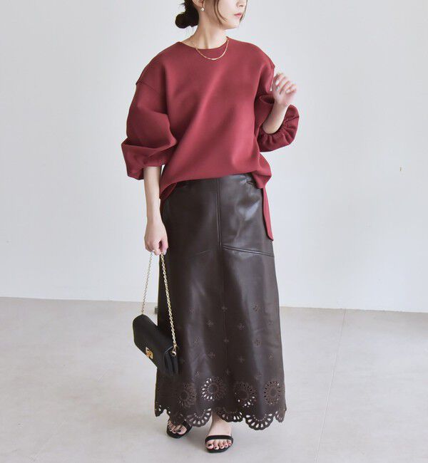 quaranciel「quaranciel:〈洗濯機可能〉ポンチ ボリュームスリーブ ビッグ スウェット プルオーバー」|スウェット・ジャージ|