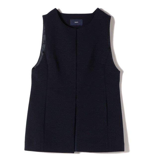 SHIPS for women「〈洗濯機可能 / セレモニー対応可〉ポリエステル レーヨン ダンボール ジレ」|ベスト・ジレ|