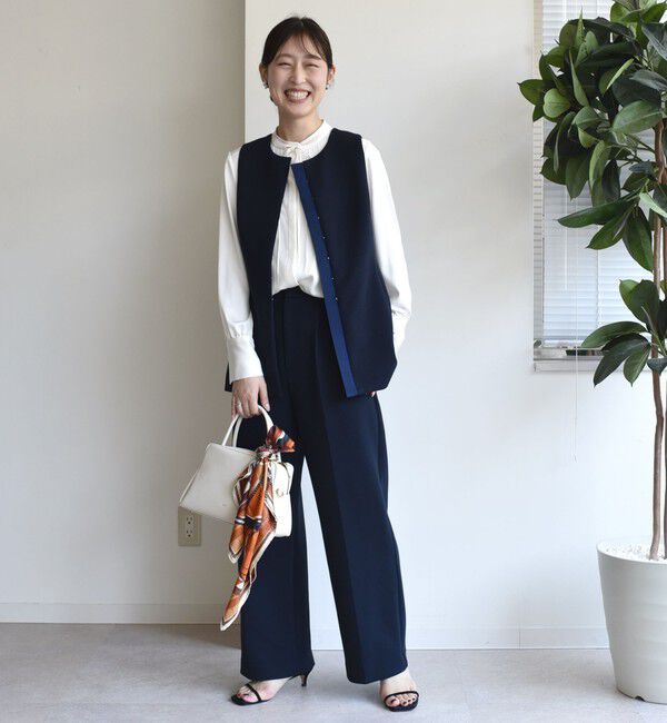 SHIPS for women「〈洗濯機可能 / セレモニー対応可〉ポリエステル レーヨン ダンボール ジレ」|ベスト・ジレ|