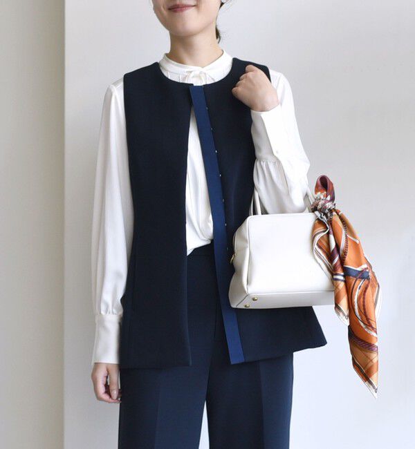 SHIPS for women「〈洗濯機可能 / セレモニー対応可〉ポリエステル レーヨン ダンボール ジレ」|ベスト・ジレ|