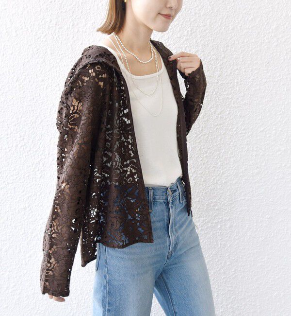 SHIPS for women「〈手洗い可能〉レース ジップアップ パーカ」|パーカー|