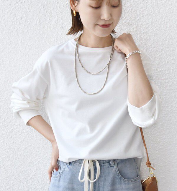 SHIPS for women「コットン 天竺 ラウンド ヘム 袖 リブ カットソー」|Tシャツ・カットソー|