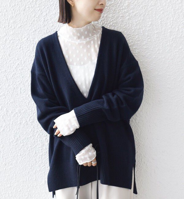 SHIPS for women「〈手洗い可能〉フラワー チュール ハイネック プルオーバー」|Tシャツ・カットソー|