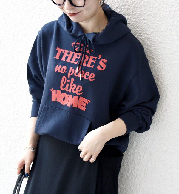 SHIPS any「【SHIPS any別注】THE KNiTS:〈洗濯機可能〉ロゴプリント フーディー パーカー」|パーカー|ネイビー