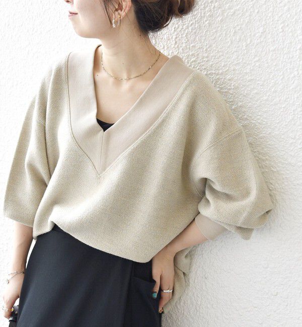 SHIPS any「SHIPS any:〈手洗い可能〉サカリバ 深Vネック ルーズ プルオーバー」|Tシャツ・カットソー|