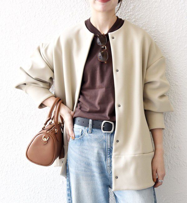 SHIPS any「【WEB限定】SHIPS any:〈洗濯機可能〉ダンボール コクーン ノーカラー コート」|ノーカラージャケット|