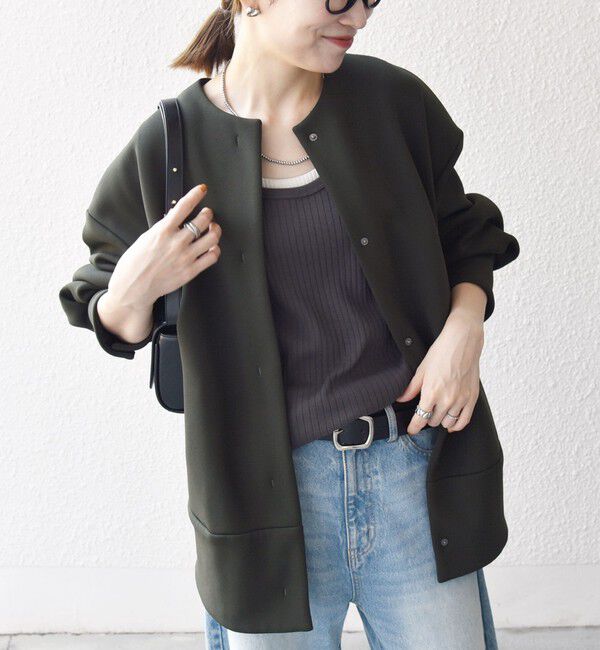 SHIPS any「【WEB限定】SHIPS any:〈洗濯機可能〉ダンボール コクーン ノーカラー コート」|ノーカラージャケット|