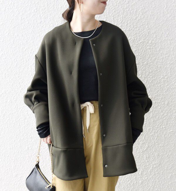 SHIPS any「【WEB限定】SHIPS any:〈洗濯機可能〉ダンボール コクーン ノーカラー コート」|ノーカラージャケット|