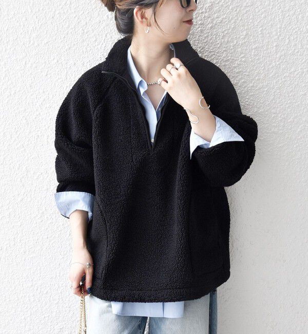 SHIPS any「SHIPS any:〈洗濯機可能〉ボア フリース ハーフジップ プルオーバー」|Tシャツ・カットソー|