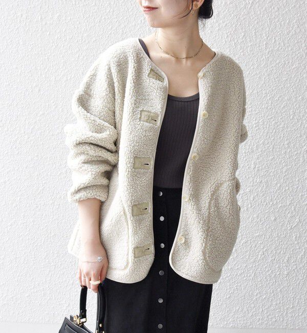 SHIPS any「SHIPS any:〈洗濯機可能〉ボア フリース 2WAY フーディー ブルゾン」|ブルゾン・スタジャン|