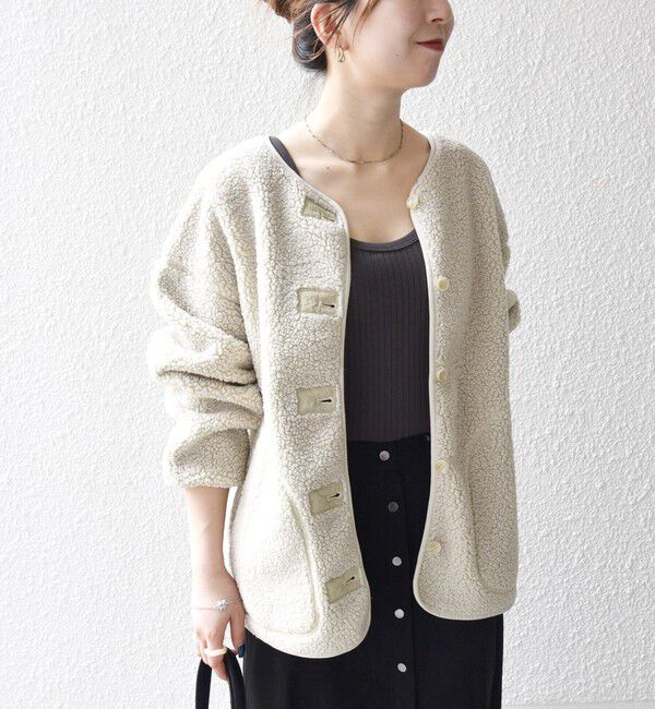 SHIPS any「SHIPS any:〈洗濯機可能〉ボア フリース 2WAY フーディー ブルゾン」|ブルゾン・スタジャン|