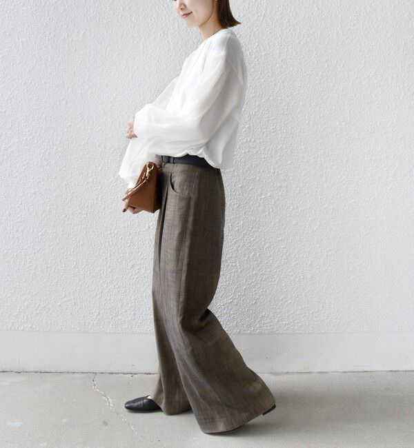 SHIPS for women「《一部追加予約》【WEB限定】〈手洗い可能〉シアー コンビ 裾 ドロスト プルオーバー」|プルオーバー|