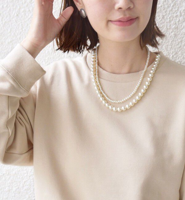 SHIPS for women「【WEB限定】〈手洗い可能〉パール調 ネックレス チャーム 付 ドルマン スウェット」|スウェット・ジャージ|