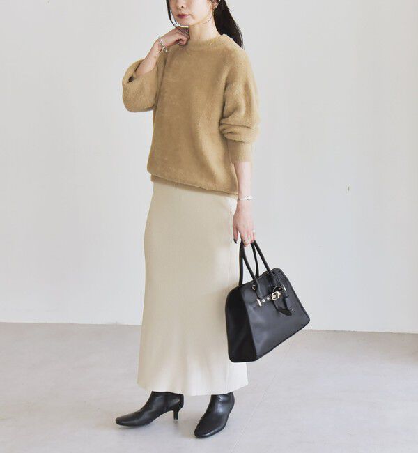 quaranciel「quaranciel:〈手洗い可能〉ファーライク クルーネック ニット プルオーバー」|ニット・セーター|