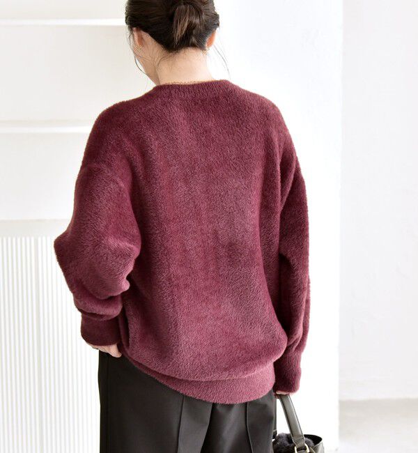 quaranciel「quaranciel:〈手洗い可能〉ファーライク クルーネック ニット プルオーバー」|ニット・セーター|