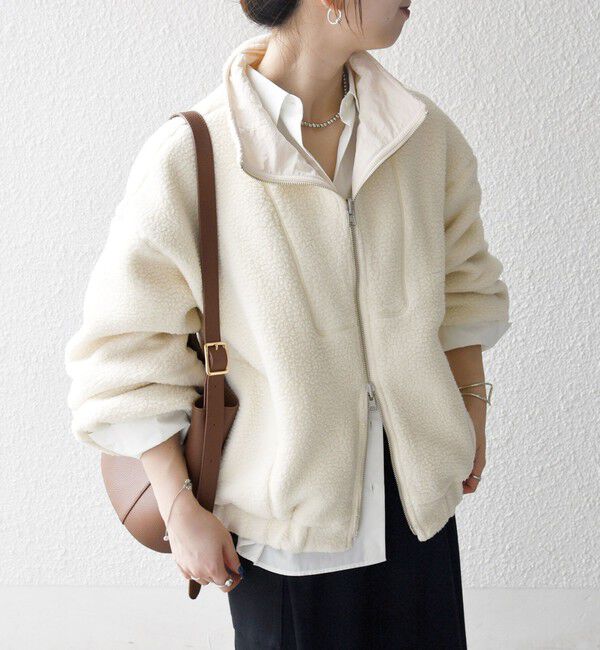 SHIPS any「SHIPS any: ナイロン &times; ボア リバーシブル スタンドカラー ショート ブルゾン」|ブルゾン・スタジャン|