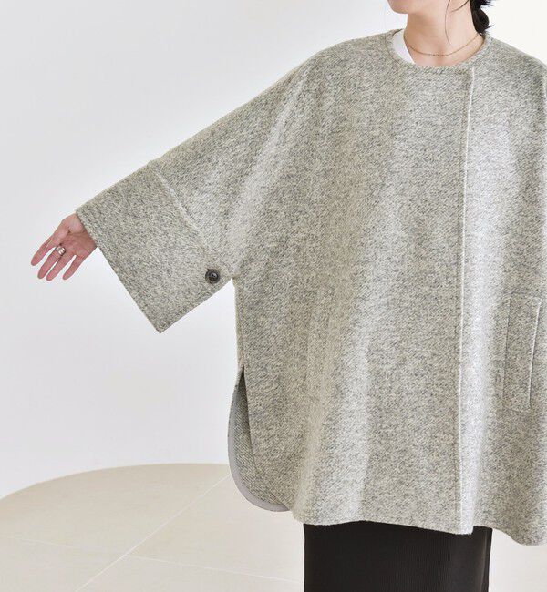 quaranciel「quaranciel: スライバー ウール ミックス クルーネック コート」|ノーカラーコート|