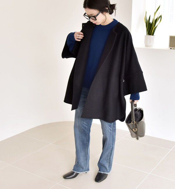 quaranciel「quaranciel: スライバー ウール ミックス クルーネック コート」|ノーカラーコート|