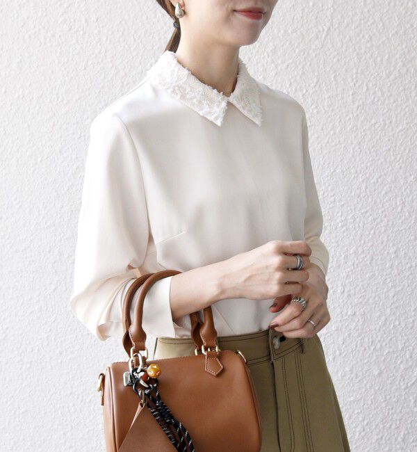 SHIPS any「《一部追加予約》SHIPS any:〈洗濯機可能〉サテン レースカラー ブラウス」|シャツ・ブラウス|