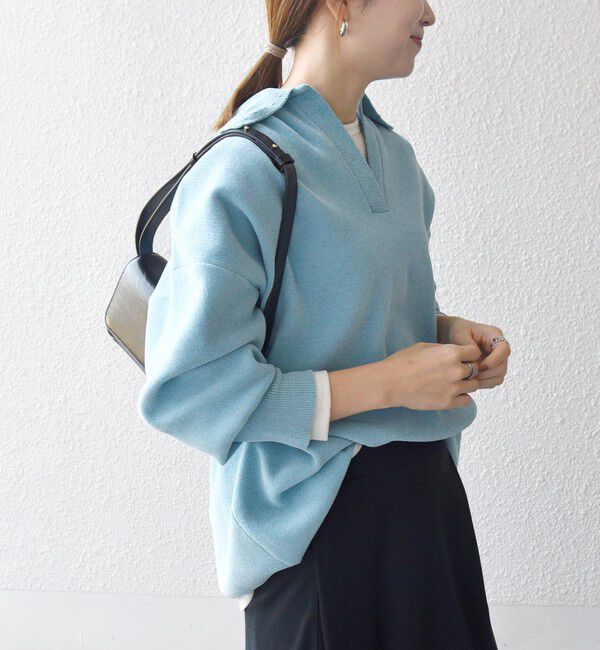 SHIPS any「SHIPS any:〈手洗い可能〉モールヤーン スキッパー ポロ ニット プルオーバー」|ニット・セーター|