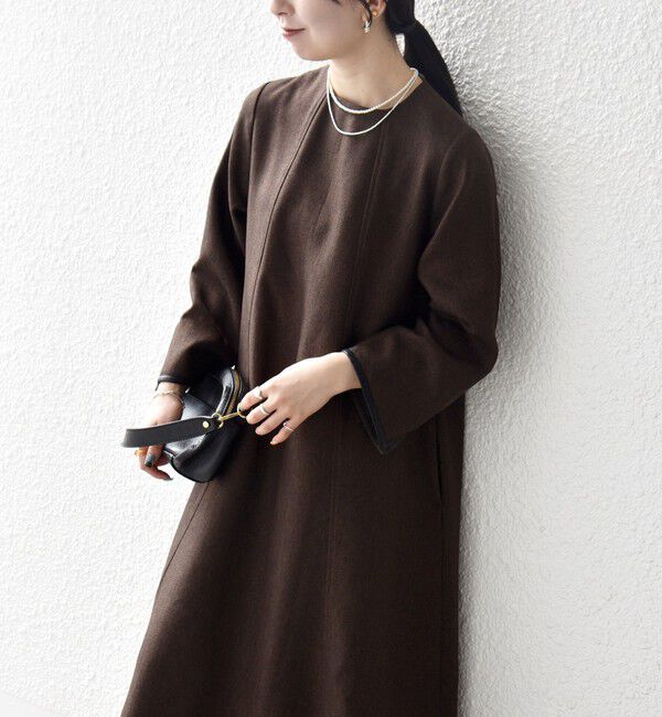 SHIPS any「SHIPS any: ヘリンボーン パイピング フレア ワンピース」|ワンピース|