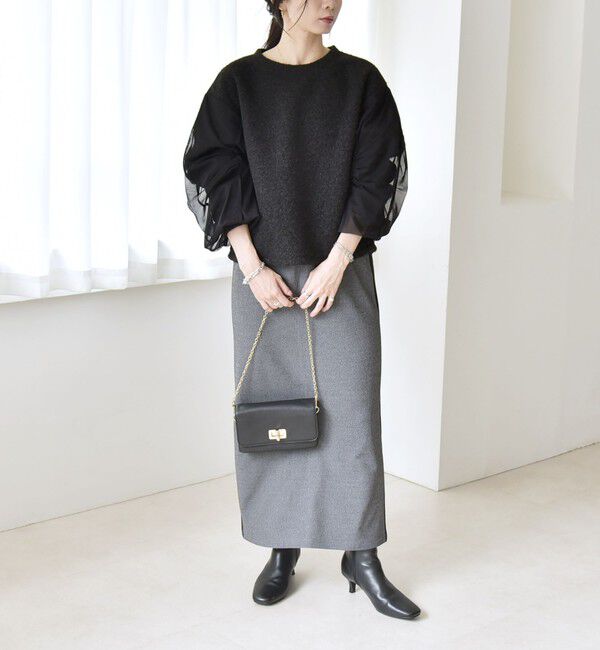 quaranciel「quaranciel:〈洗濯機可能〉ボア &times; チュール コンビ クルーネック プルオーバー」|プルオーバー|