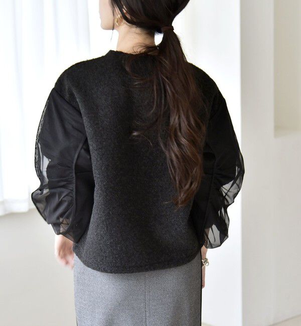 quaranciel「quaranciel:〈洗濯機可能〉ボア &times; チュール コンビ クルーネック プルオーバー」|プルオーバー|