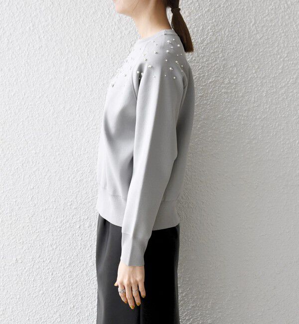 SHIPS any「SHIPS any:〈手洗い可能〉パールモチーフ ビジュー クルーネック ニット」|ニット・セーター|