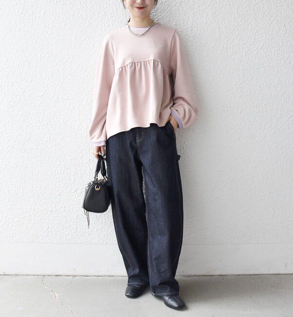 SHIPS any「SHIPS any:〈洗濯機可能〉裏毛 バイカラー ペプラム スウェット プルオーバー」|スウェット・ジャージ|