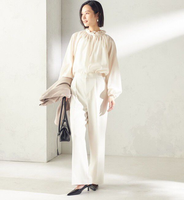 SHIPS for women「〈手洗い可能〉シアー タンブラー リボン デザイン 長袖 ブラウス」|シャツ・ブラウス|