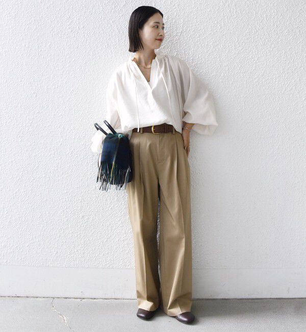 SHIPS for women「〈手洗い可能〉シアー タンブラー リボン デザイン 長袖 ブラウス」|シャツ・ブラウス|