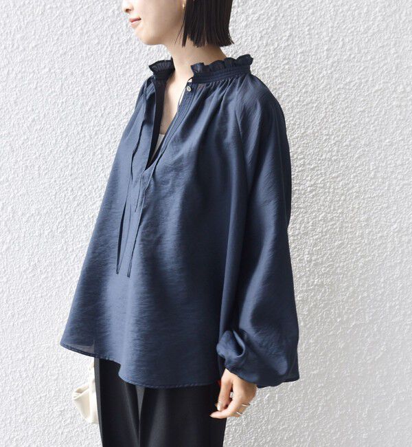 SHIPS for women「〈手洗い可能〉シアー タンブラー リボン デザイン 長袖 ブラウス」|シャツ・ブラウス|