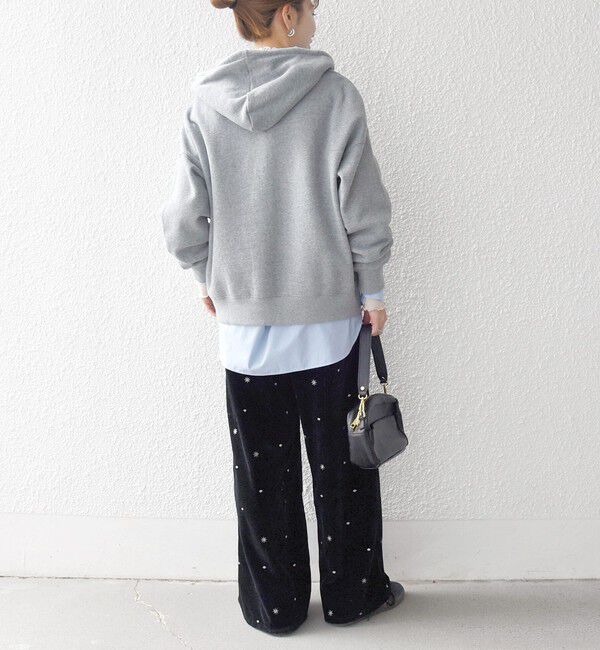 SHIPS any「SHIPS any:〈手洗い可能〉ポリエステル ベロア 刺繍 ストレート ワイド パンツ」|その他|