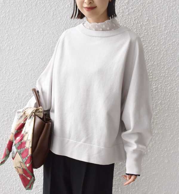 SHIPS for women「〈手洗い可能〉コットン カシミヤ混 スカラップヘム ボートネック プルオーバー」|ニット・セーター|