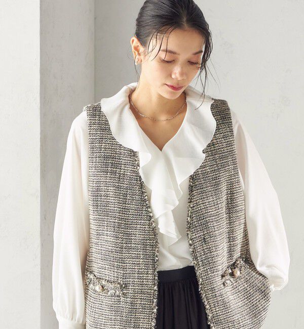 SHIPS for women「《予約》〈手洗い可能〉ジョーゼット フリル カラー ブラウス（セレモニー対応可）」|シャツ・ブラウス|