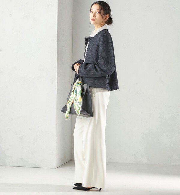 SHIPS for women「トライスピン 杢 ツイード パール モチーフ ボタン ジャケット（セレモニー対応可）」|ノーカラージャケット|